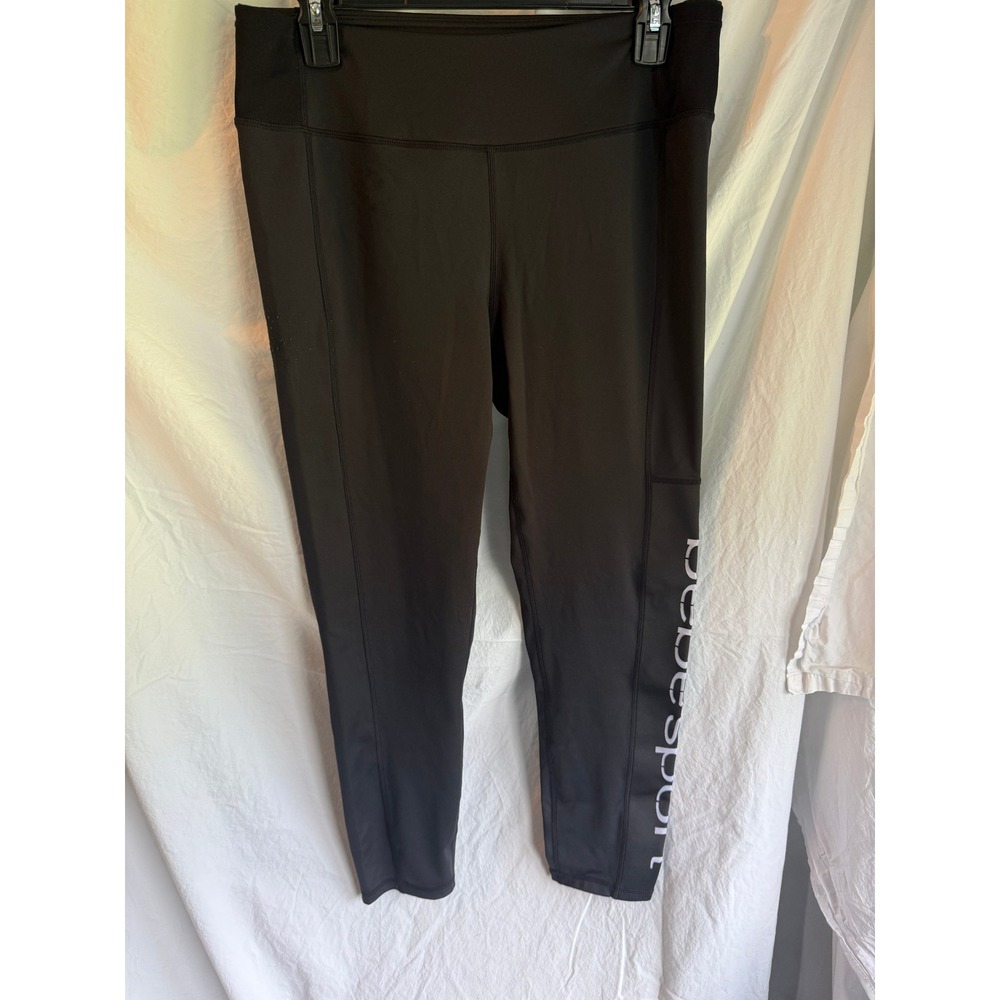 Bebe Sport Womens Black High Waisted Logo Graphic Athletic Leggings Size L